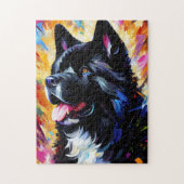 Puzzle American Akita Dog Acrylique Art | Coloré (Vertical)