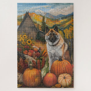 Puzzle American Akita récolte d'automne Thankgiving