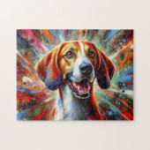 Puzzle American Anglais Coonhound Dog Acrylique Portrait (Horizontal)