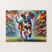 Puzzle American Anglais Coonhound Dog Acrylique Portrait (Horizontal)