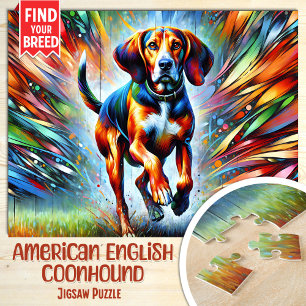 Puzzle American Anglais Coonhound Dog Acrylique Portrait