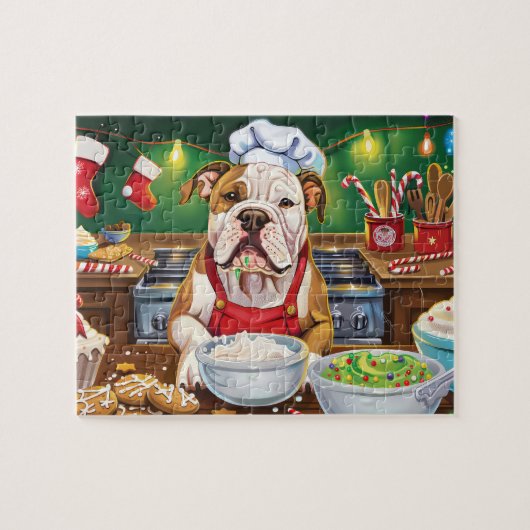 Puzzle American Bulldog Holiday Baking : Noël festif (Horizontal)