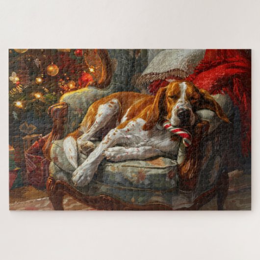 Puzzle American English Foxhound Chien Festif de Noël (Horizontal)