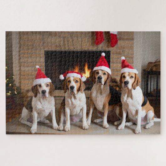 Puzzle American English Foxhound Freplace Noël (Horizontal)