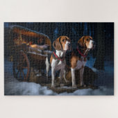 Puzzle American English Foxhound Snowy Sleigh Noël (Horizontal)