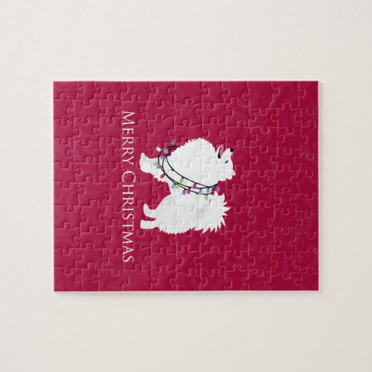 Puzzle American Eskimo Chien Joyeux Noël Design (Horizontal)