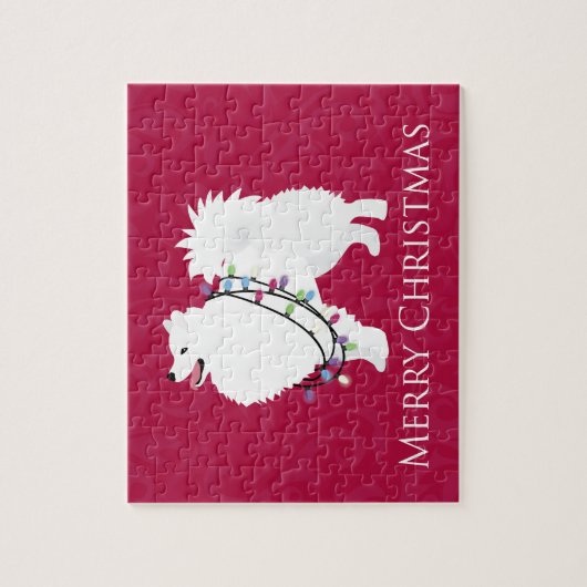 Puzzle American Eskimo Chien Joyeux Noël Design (Vertical)