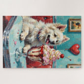 Puzzle American Eskimo Dog Valentine's Day Heart Sundae (Horizontal)