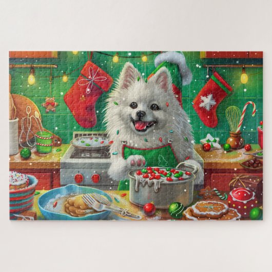 Puzzle American Eskimo Gîtes : Noël festif (Horizontal)