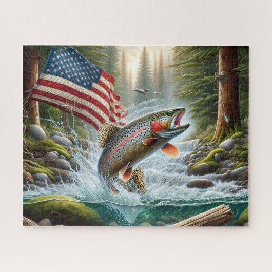 Puzzle American Flag Trout (Horizontal)
