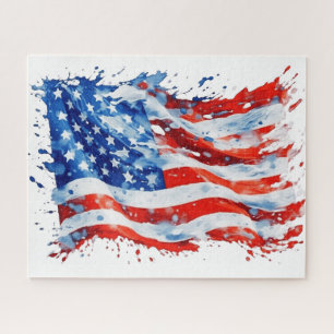 Puzzle American Flag USA Watercolor 4 juillet