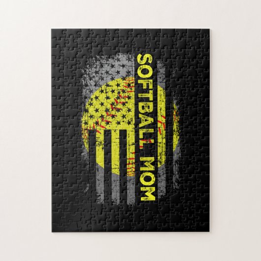 Puzzle American Flag Vintage Softball Maman (Vertical)