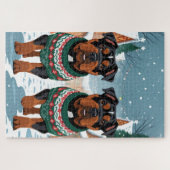 Puzzle American Staffordshire Christmas Snow Holiday  (Horizontal)