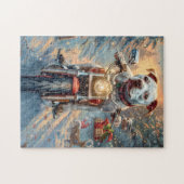 Puzzle American Staffordshire équitation moto Noël (Horizontal)