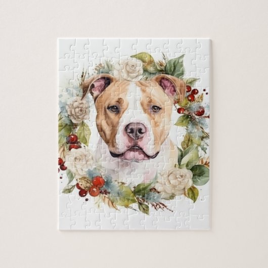 Puzzle American Staffordshire Fête de la couronne de Noël (Vertical)
