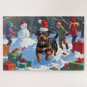 Puzzle American Staffordshire Noël Festive Neige