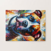 Puzzle American Staffordshire Terrier Acrylique Art (Horizontal)