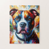 Puzzle American Staffordshire Terrier Acrylique Art (Vertical)