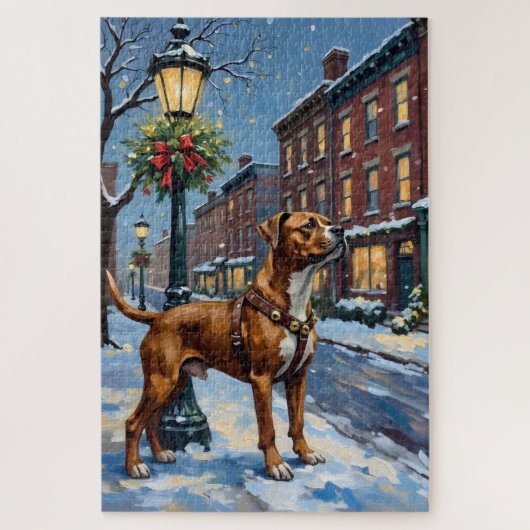 Puzzle American Staffordshire Terrier Christmas City (Vertical)