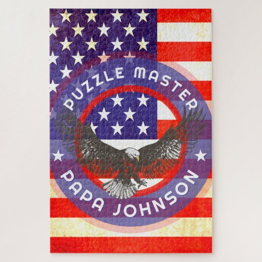 Puzzle American US flag custom red white blue (Vertical)