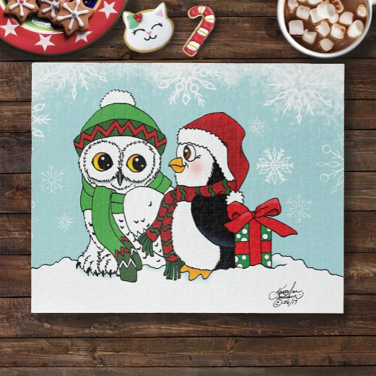 Puzzle Amitié Chouette Neige Pingouin