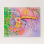 Puzzle Amour de safari de girafe de licorne décoré d'un (Horizontal)