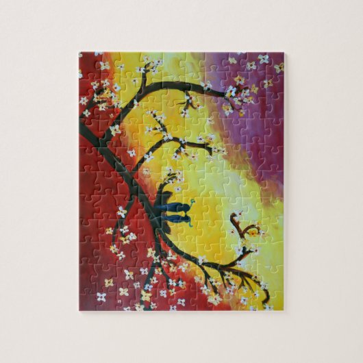 Puzzle Amour du printemps, oiseaux et fleurs (Vertical)