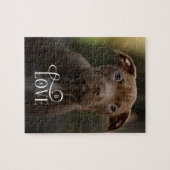 Puzzle Amour Moderne Photo Monogramme Chiens Personnalisé (Horizontal)