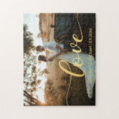 Puzzle amour, or chic calligraphie mariage campagnard pho (Vertical)