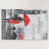 Puzzle Amour rouge et gris - parapluie (Horizontal)
