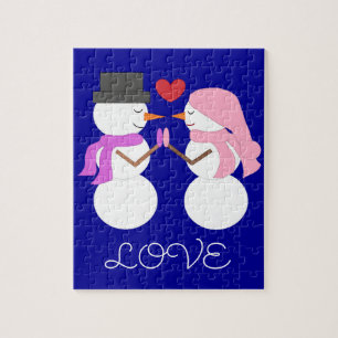 Puzzle Amour & Snowpeople : Noël bleu foncé