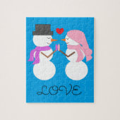 Puzzle Amour & Snowpeople : Noël bleu-vert (Vertical)