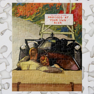Puzzle Amour Vintage, Route Fermée Procédez à Vos Risques