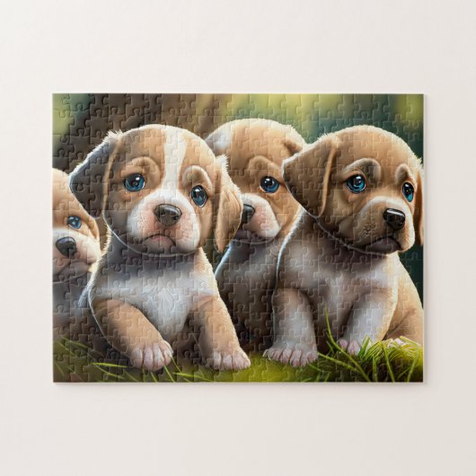 Puzzle Amoureux des animaux Chiot Easy Cerveau Art (Horizontal)