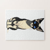 Puzzle Amoureux des chats Siamese Cat Art bleu (Horizontal)