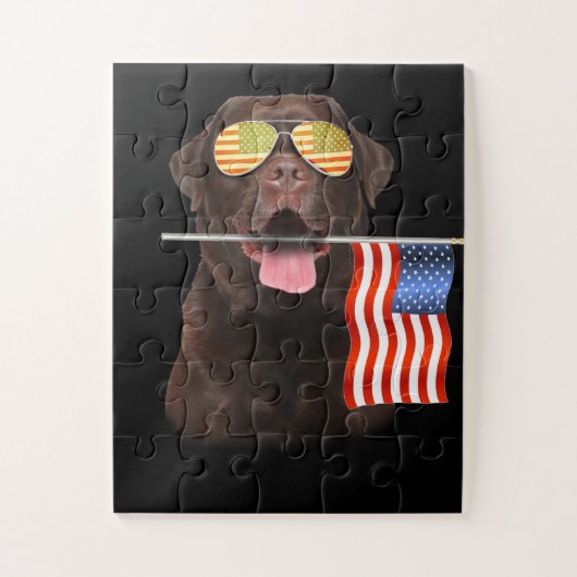 Puzzle Amoureux des chiens | Chocolat Labrador USA Americ (Vertical)