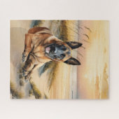 Puzzle Amoureux du Malinois belge Plage de sable (Horizontal)