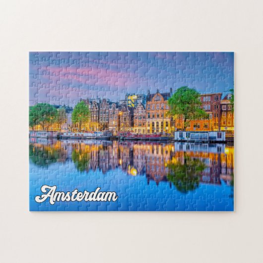 Puzzle Amsterdam, Pays-Bas, Au coucher du soleil (Horizontal)