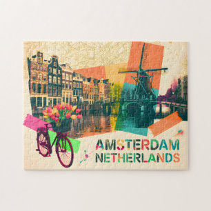 Puzzle Amsterdam Pays-Bas Canal Art Pop Voyage Antique