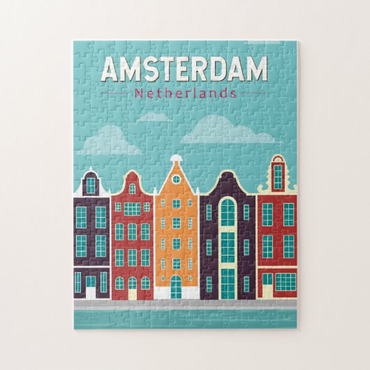 Puzzle Amsterdam Pays-Bas Travel Art Vintage (Vertical)