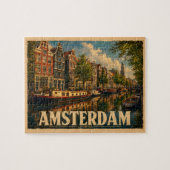 Puzzle Amsterdam Pays-Bas Voyage Rétro (Horizontal)