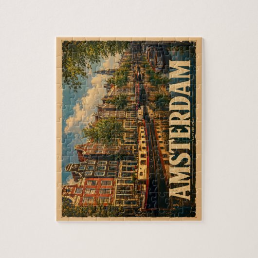 Puzzle Amsterdam Pays-Bas Voyage Rétro (Vertical)