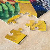 Puzzle Amusant Alien dans l'espace manger de la pizza (Côté)