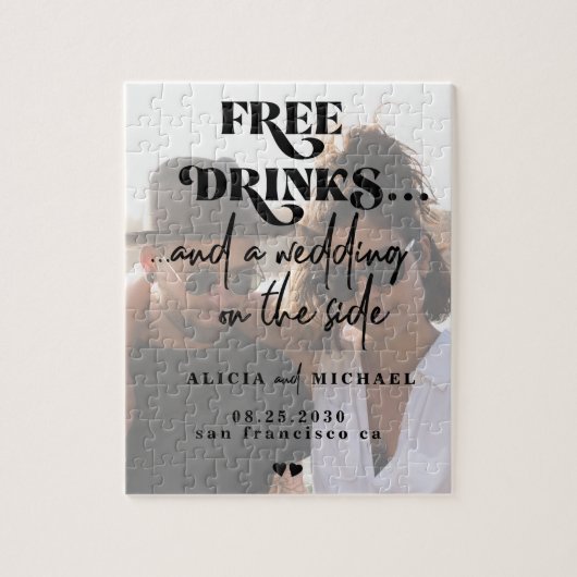 Puzzle Amusant mariage photo moderne enregistrer la date (Vertical)