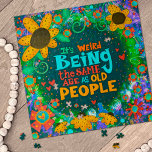 Puzzle Amusant Vieux gens Fleurs d'anniversaire mignonne<br><div class="desc">Fun Inspiring Whimsical Old People Funny Birthday Floral Puzzle - vibrante, fantaisiste et élégante oeuvre d'Inspirivity créée pour vous inspirer tout en travaillant sur ce puzzle coloré. Un cadeau amusant pour l'homme ou la fille d'anniversaire de la colline. Plongez-vous dans les couleurs vives et le puzzle à thème d'anniversaire. ....</div>