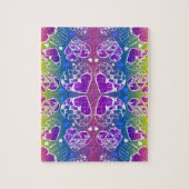 Puzzle Amusant Violet, bleu, jaune motif de Coeurs Whimsi (Vertical)