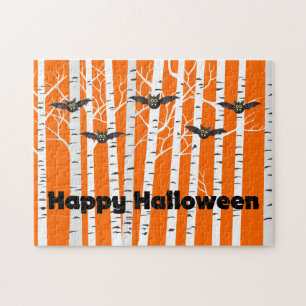 Puzzle Amusante Orange Happy Halloween chauves-souris for