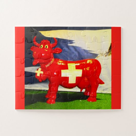 Puzzle Amusement de la vache suisse rouge (Horizontal)
