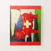 Puzzle Amusement de la vache suisse rouge (Vertical)