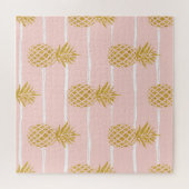 Puzzle Ananas en or, Arrière - plan d'été rayé. (Horizontal)